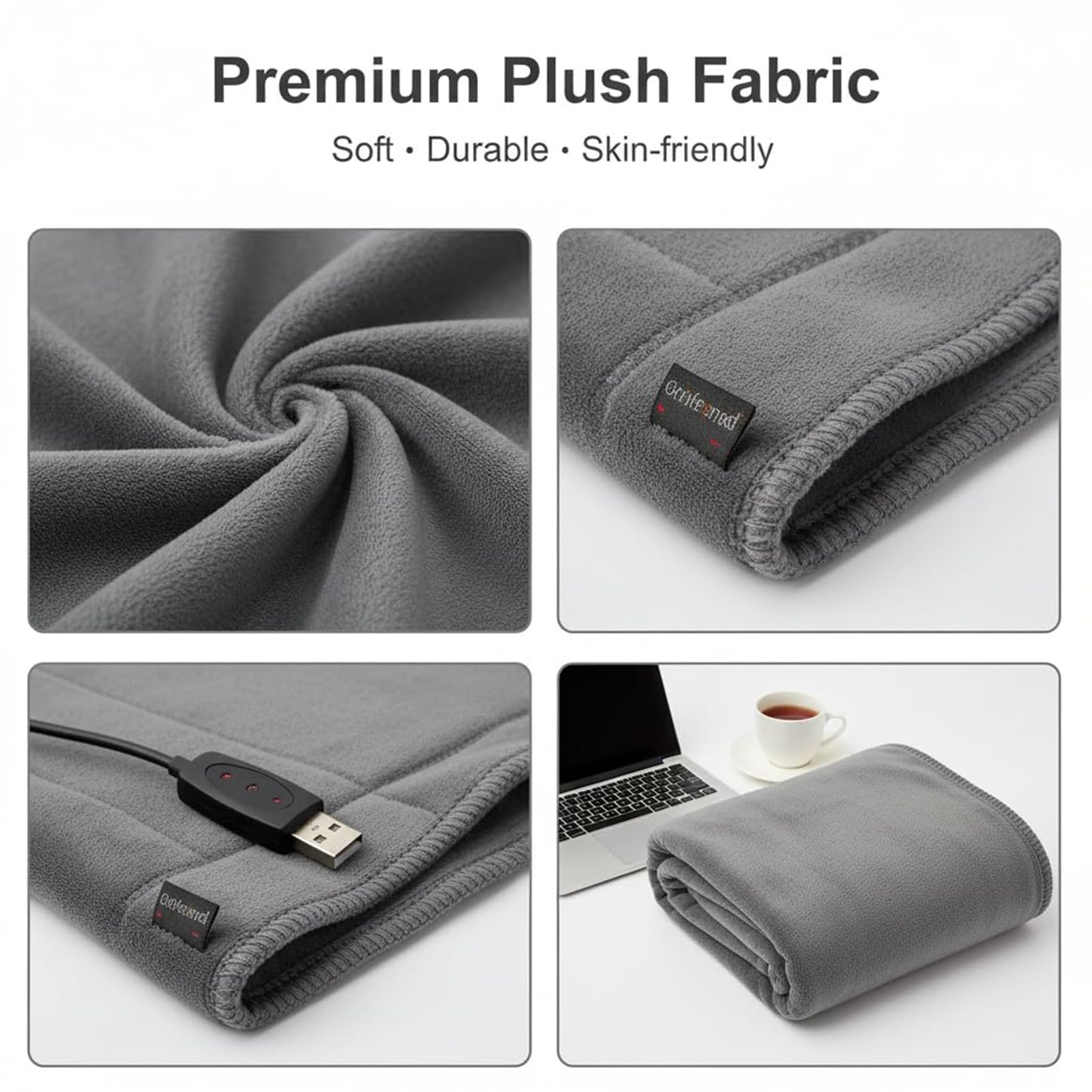 AVSMGP Manta térmica eléctrica inalámbrica Manta de Franela Suave con alimentación por USB y 3 Niveles de Calor Almohadilla térmica portátil para casa, Oficina,Rosado,140×80CM/55×31.5IN