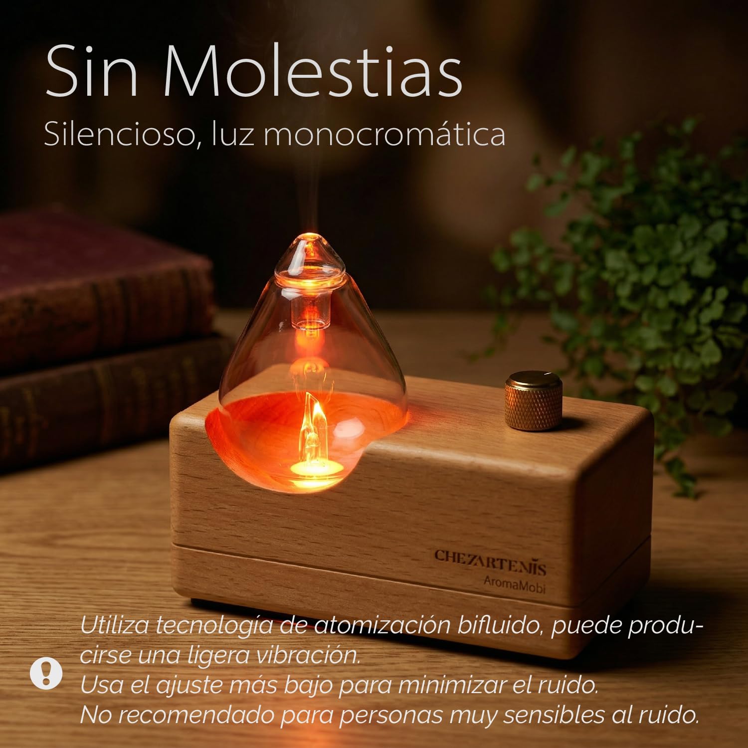 Waterdrop Difusor de Aceites Esenciales Sin Agua, Nebulizador de Aromaterapia de Vidrio y Madera, Ambientador Casa Eléctrico Inalámbrico con Timer/LED, Recargable y Portátil para Habitaciones Grandes