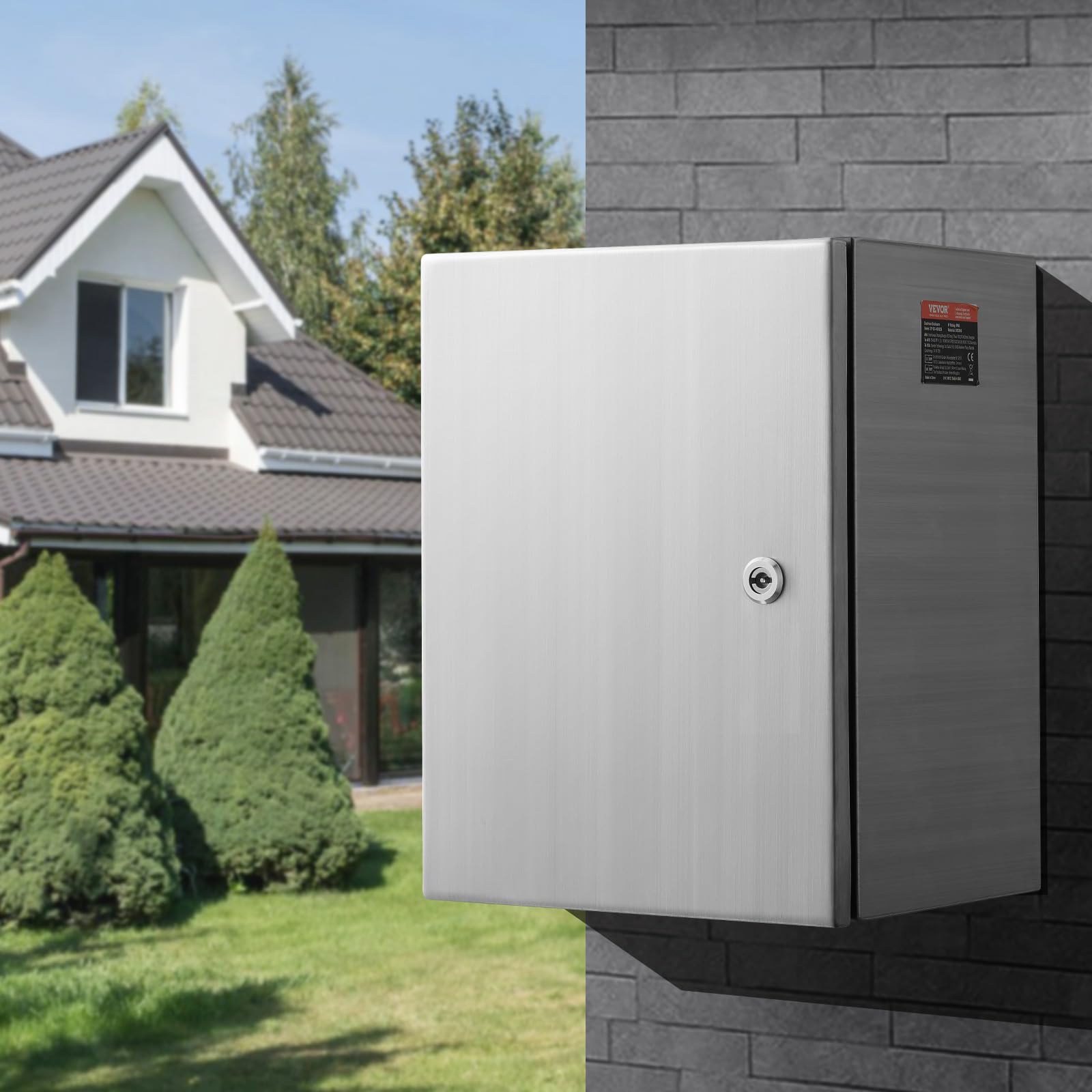 VEVOR Scatola elettrica in Acciaio, 20"x 16"x 8", Custodia per Apparecchiature Elettriche Elettroniche per Esterni Montata a Parete con Blocco Cerniere Piastra di Montaggio, Impermeabile IP66