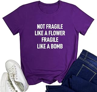 LOOKFACE Women Cute NOT Fragile Shirt Funny Letter Print Graphic Tees