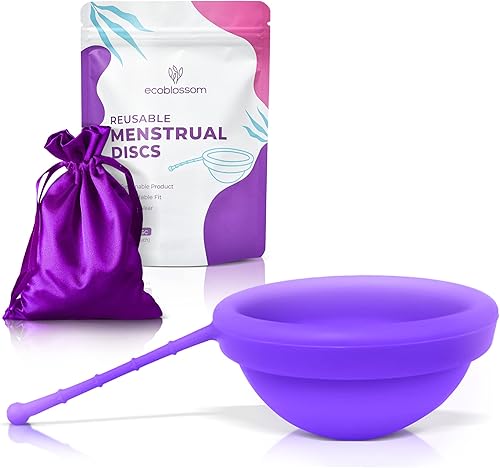 EcoBlossom Disco menstrual reutilizable con cuerda de extracción, los discos de silicona de grado médico más confiables - Uso cómodo durante 12