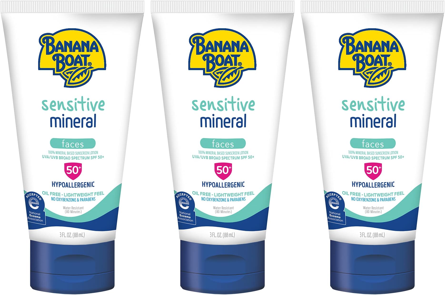 Banana Boat Sensitive 100% Mineral Face Sunscreen Lotion SPF 50, 3oz | Travel Size Sunscreen, Mini Sunscreen for Face, Banana Boat Face Sunscreen, Banana Boat Mineral Sunscreen SPF 50, 3oz
