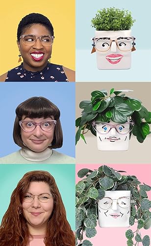 Miniatura 2 de Maceta suculenta de 30 vatios/Bogeypro para Faceplant – Maceta de cerámica blanca y soporte para gafas