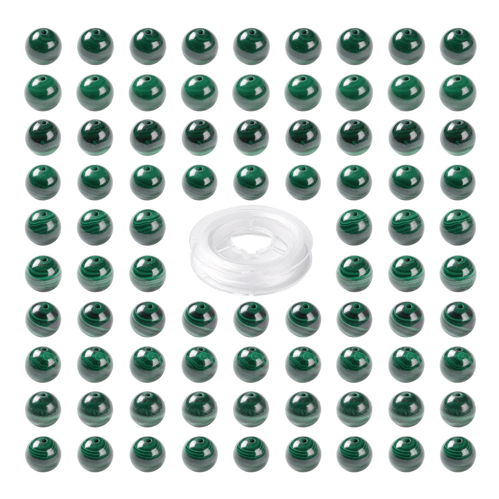 BEEFLYING 100 pz 8mm Malachite Naturale Perline Rotonde Lucido Perline di Pietre Preziose Sciolte per Orecchini Braccialetto Fai Da Te Collana Kit di Gioielli Che Fanno