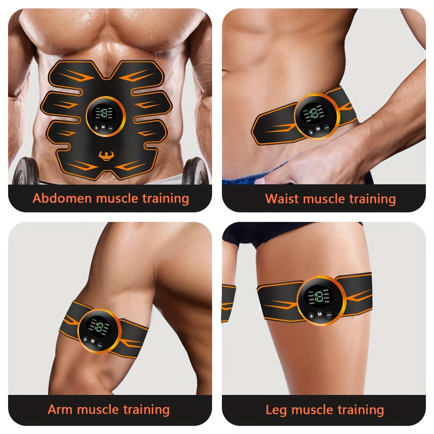 EMS Elettrostimolatore Muscolare,Allenatore Addominale per la Stimolazione Mirata dei Muscoli Addominali,ABS Trainer/Toner per Addome/Braccio/Vita/Gambe,USB Ricaricabile-Uomo/Donna