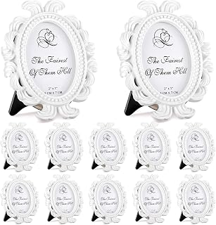 Vicenpal 12 Pcs White Mini Vintage Picture Frames Bulk, 3.2 x 4 Inch