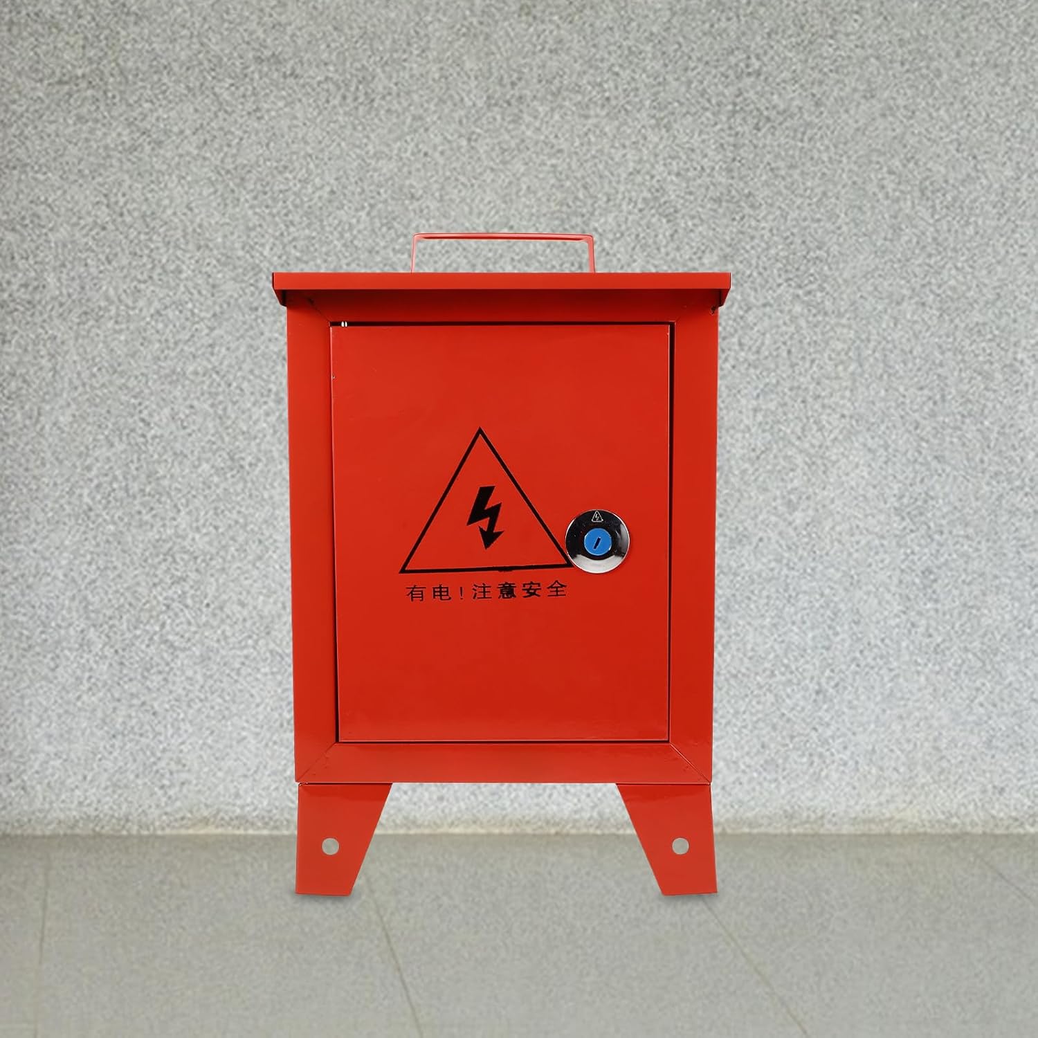 Weatherproof Outdoor Electrical Box Handheld Metal Distribution Junction Box with Breaker Cover 25x30x18cm Portable Construction Enclosure