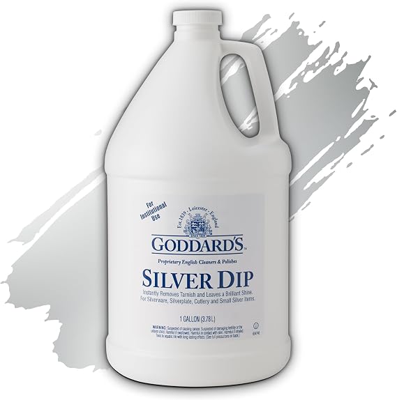 Goddard's Silver Cleaner Dip Silver Jewelry Cleaner Solution for Hard-to-Reach Silverplate, Cutlery & Small Items Professional Use Tarnish Remover Silverware Cleaning Supplies (1 Gal)