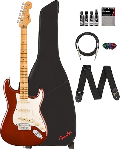 Miniatura 36 de Fender Player II Stratocaster - Paquete Rojo Coral con Funda, Correa, Cable, Paquete de 3 Púas y Kit de Limpieza de Guitarra CORAL ROJO,Cereza (Aged