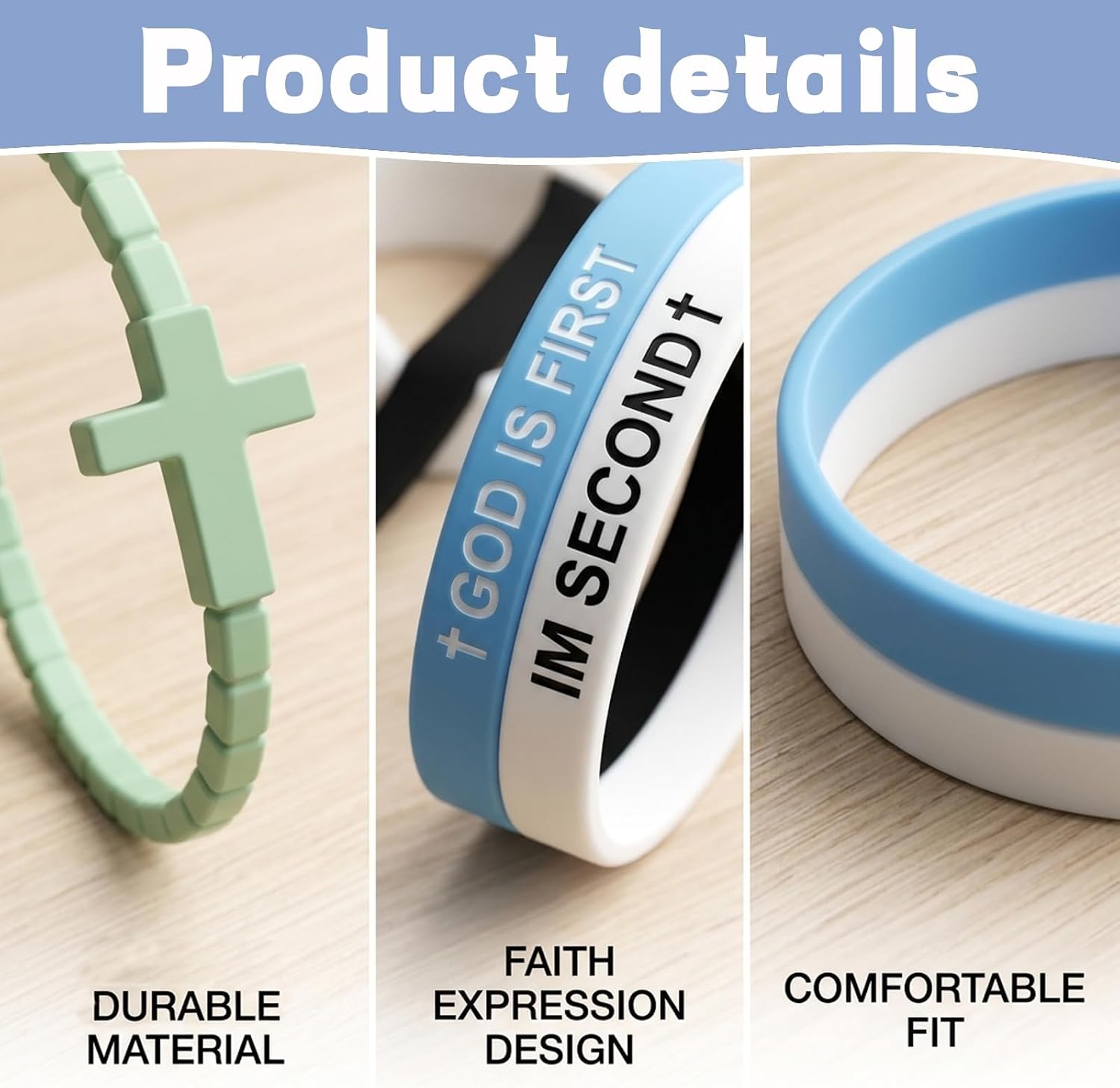 18 sets of Silicone Cross Bracelets, Rubber Cross Bracelets，Christian Faith Expression Accessory, Daily Wear During Activities and Gatherings, Waterproof Rubber Material Design