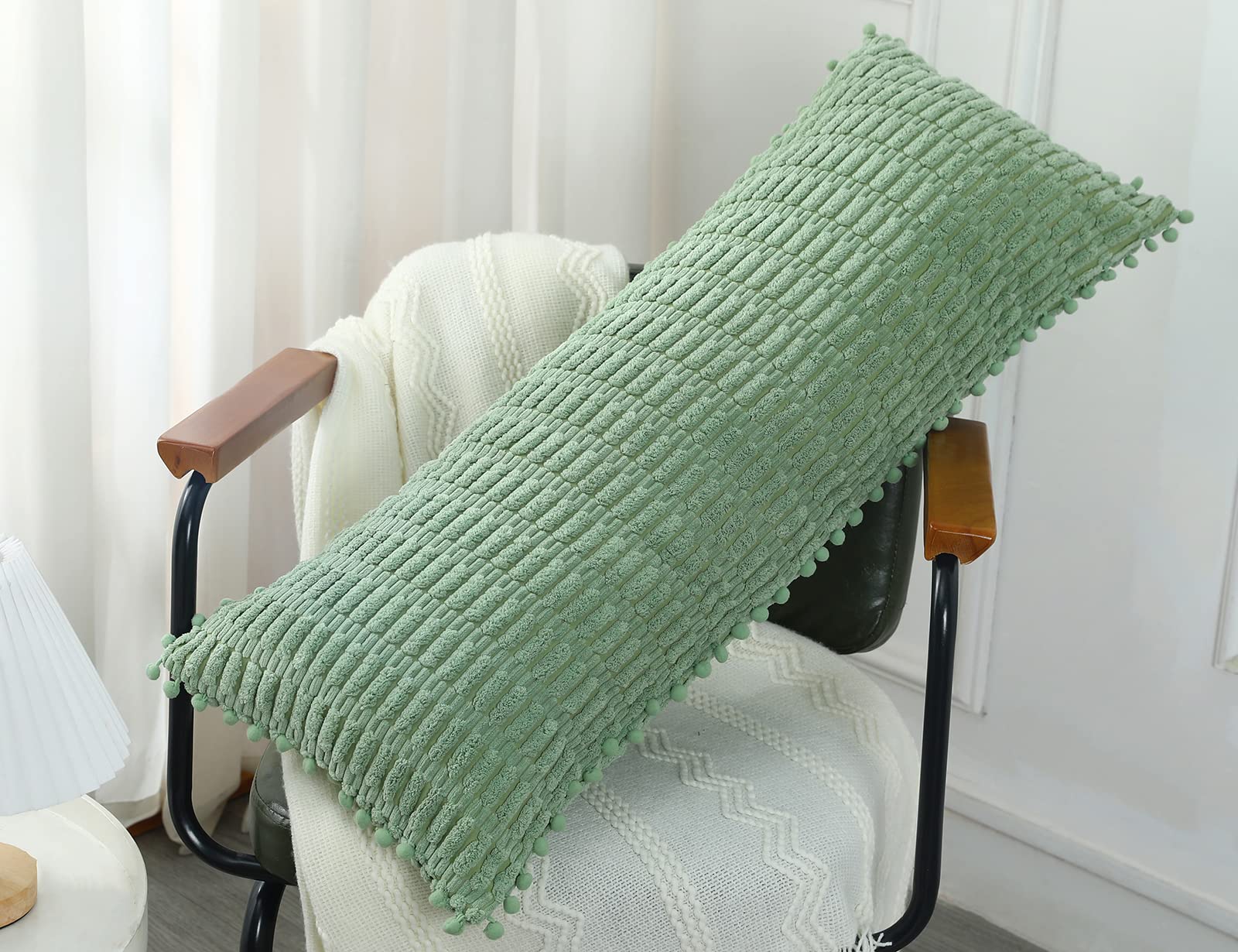 PANOD Federa decorativa per cuscino lombare lunga, 35 x 51 cm, in cotone super morbido, moderna, lunga, rettangolare, per letto, divano, fattoria, soggiorno, giallo