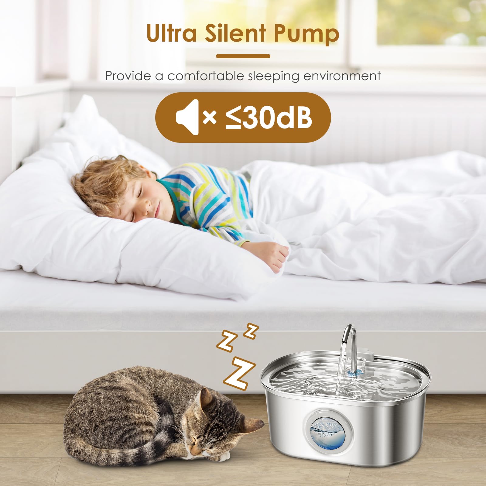 Fuente de agua para animales activados para ganado, fuente de agua para gatos, fuente de agua para mascotas, 3.2 L/3,061.7 g, acero inoxidable, dispensador de agua para perros
