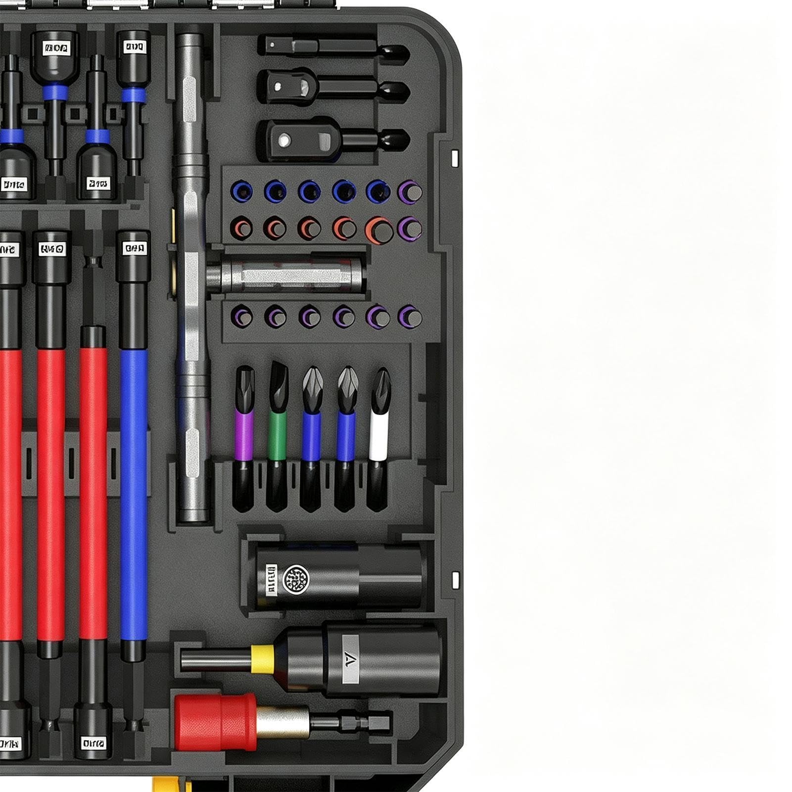 Magnetic Nut Driver Set High Torque Sockets, 62 Piece Drill Bit Adapter | Mocny uchwyt magnetyczny, zestaw narzędzi do naprawy samochodów, prac budowlanych, domu, garażu