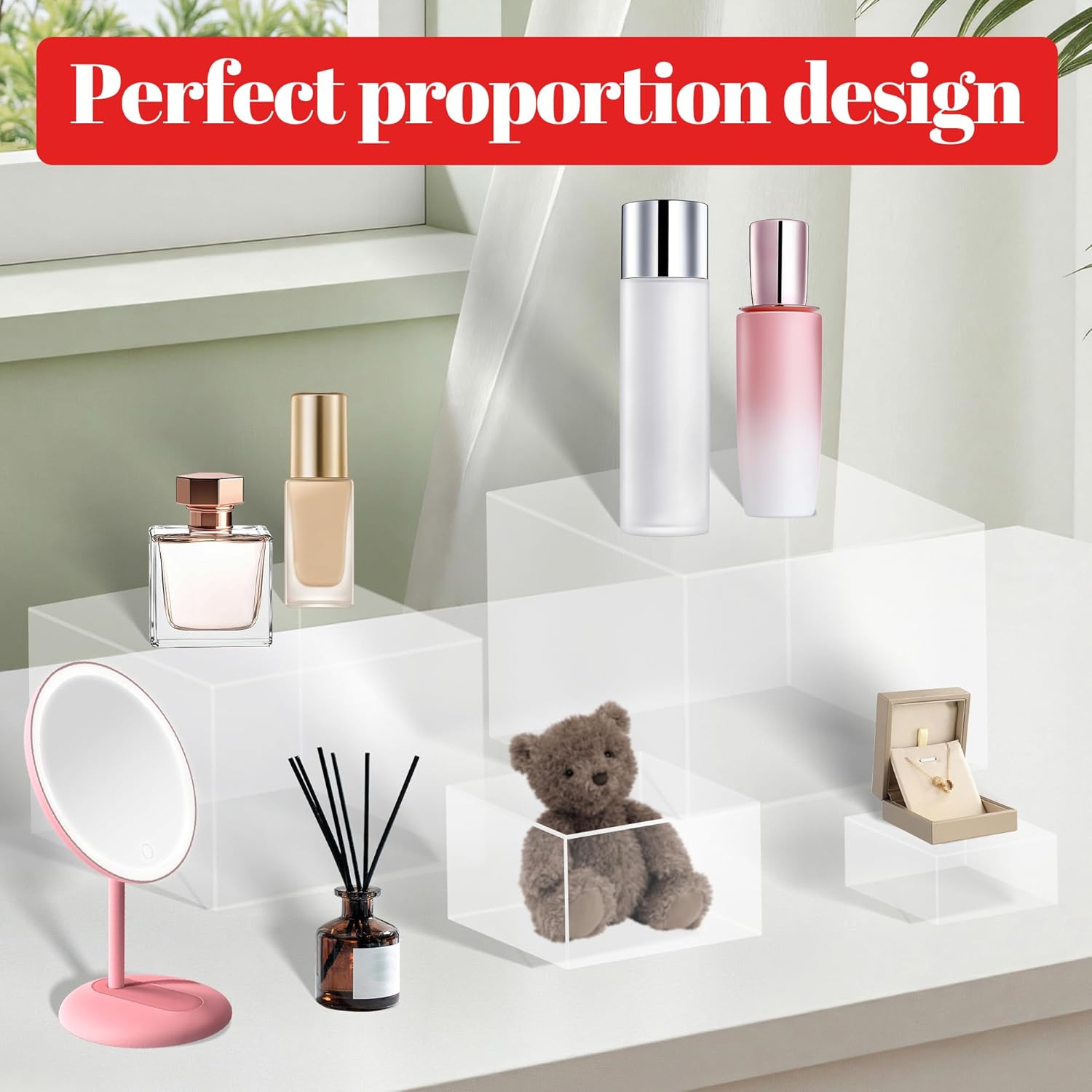 8 Buffet Risers Acrylic Cube Display Stands Box Risers with Hollow Bottoms Dessert Table Display Set Food Nesting Risers for Buffet Table, Cupcake Candy Food, Parties, Brunch, Weddings (Transparent, 6pcs-3''4''5''6''7''8'')