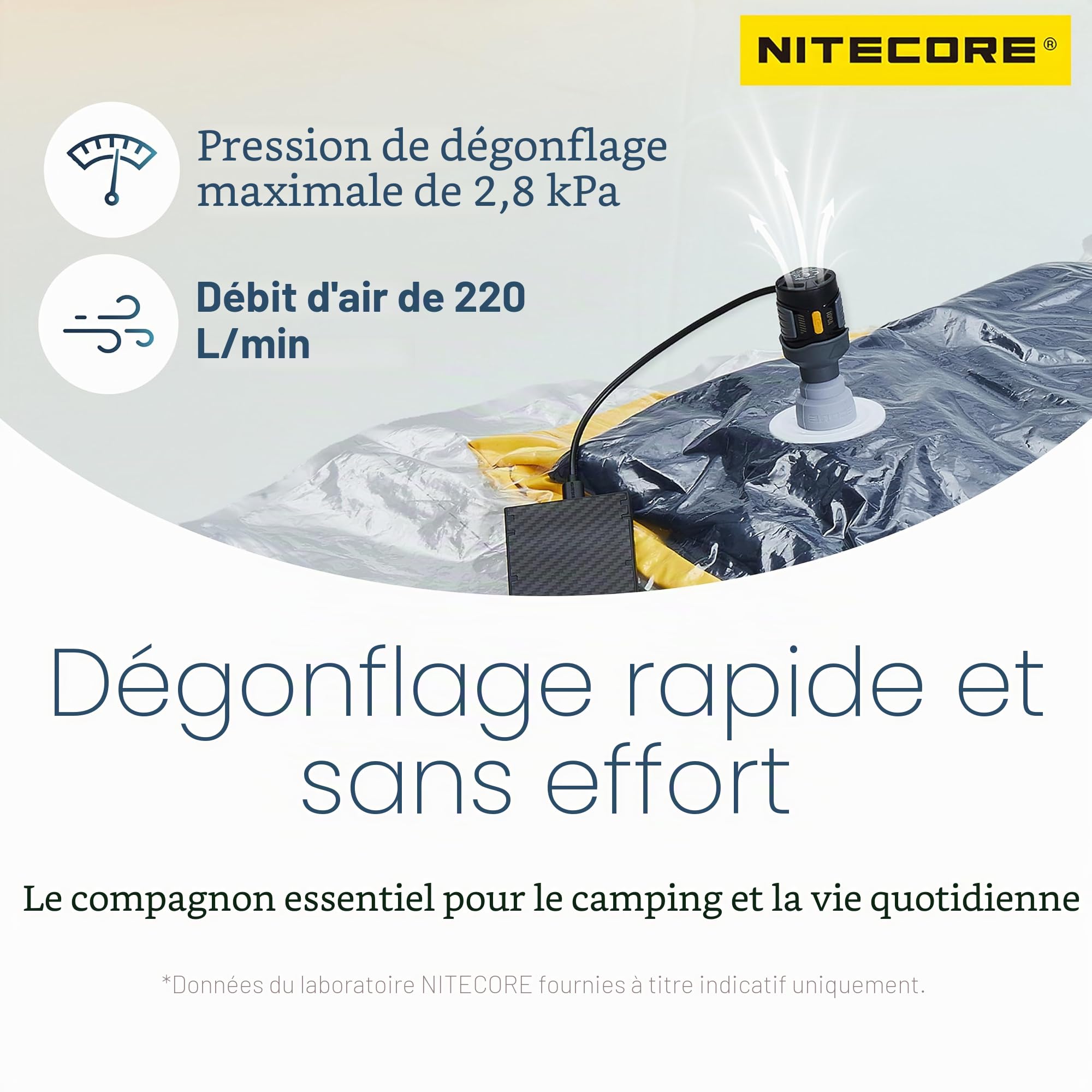 Nitecore AP01 Pompe à air portable ultra légère avec étiquette Nitecore