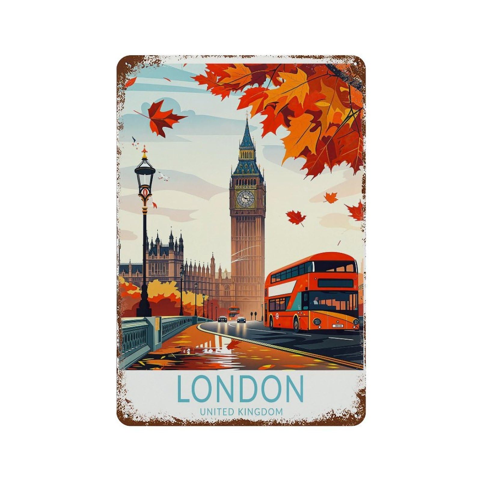 xiaoxiaoshen London Travel Uk Westminster Bridge, Big Ben (2) Wall Decor Art Metal Tin Poster Modern Home Decor Art Home Bar Shop Decorations Vintage Sign 30x20cm