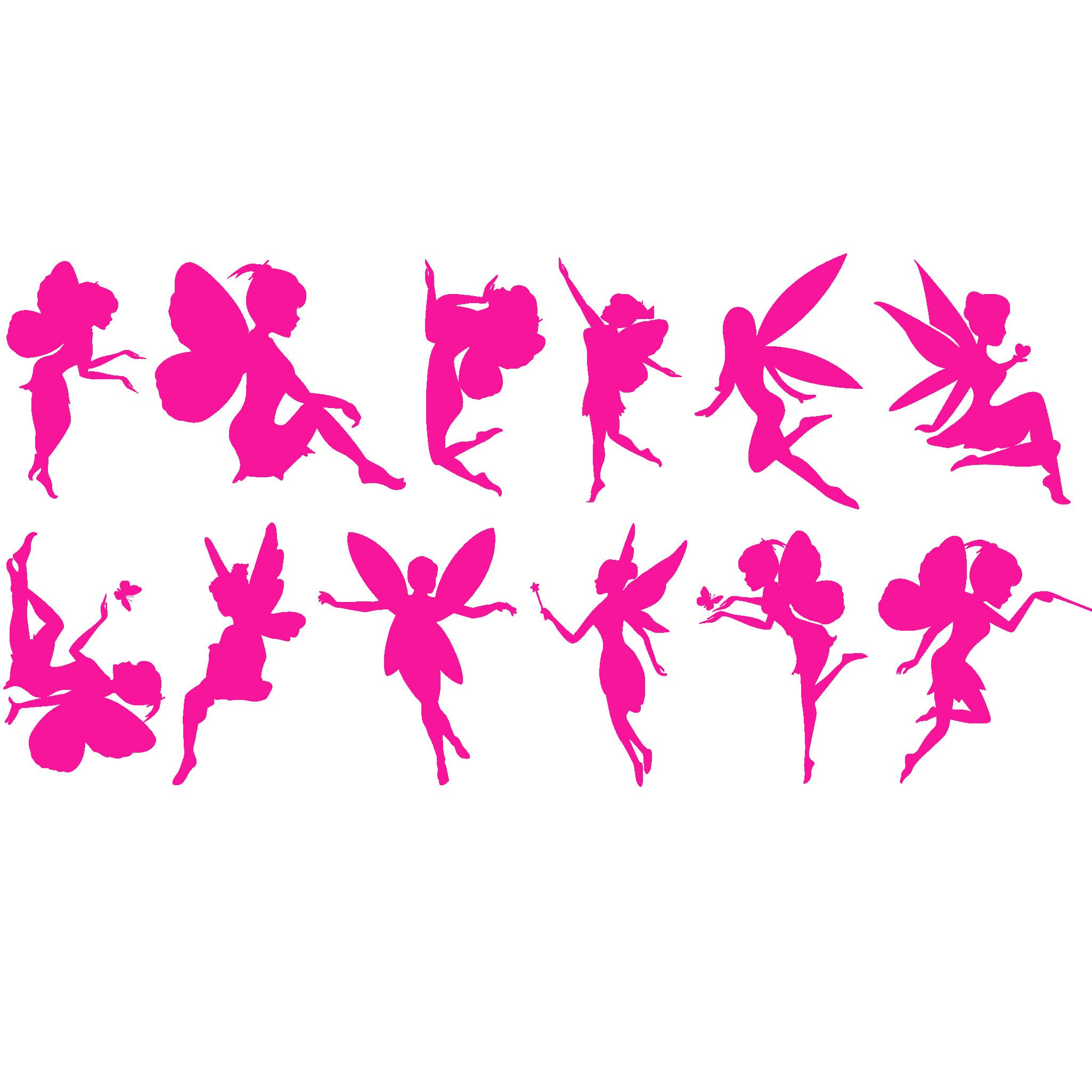 Pack of 12 Fairy Stickers 13cm/5.1" Tall - Waterproof Decals - Fairies Gifts - Use on Laptops, Cars, Water Bottles, Scrapbooking, Party Bags (Medium Pack, Pink)