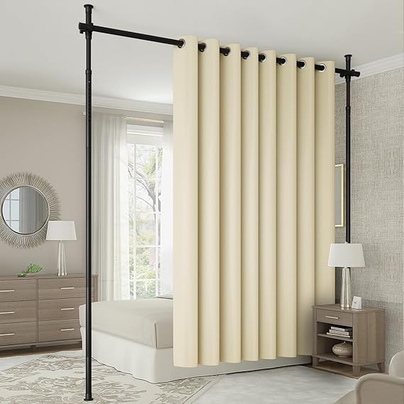 Tringle à Rideaux Flexible DAKEPOLE – Réglable, Séparateur Pièce – 2,8m à 3,17m – Noir