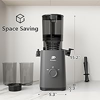 Vista 5 de T33 Cold Press Juicer Machines, 5.3" Large Feed Chute Slow Masticating Juicer, Powerful AC Brushless Motor Fit Whole Fruits & Vegetable, 99% Juice