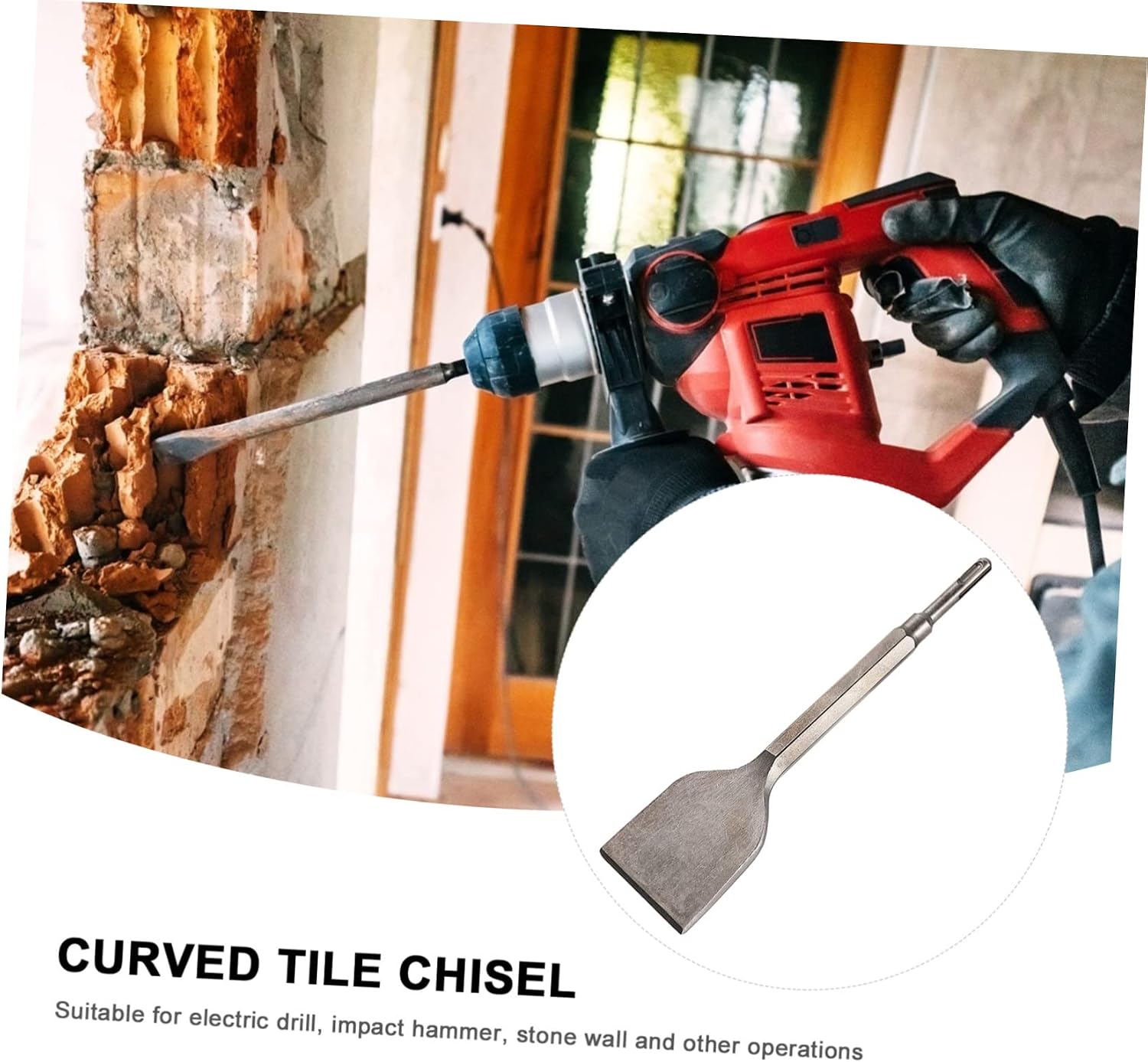 UKCOCO Angled Bent Tile Chisel for Tile Removal and Scraping Durable Masonry Tool Compatible with Impact Drill for Concrete and Removal