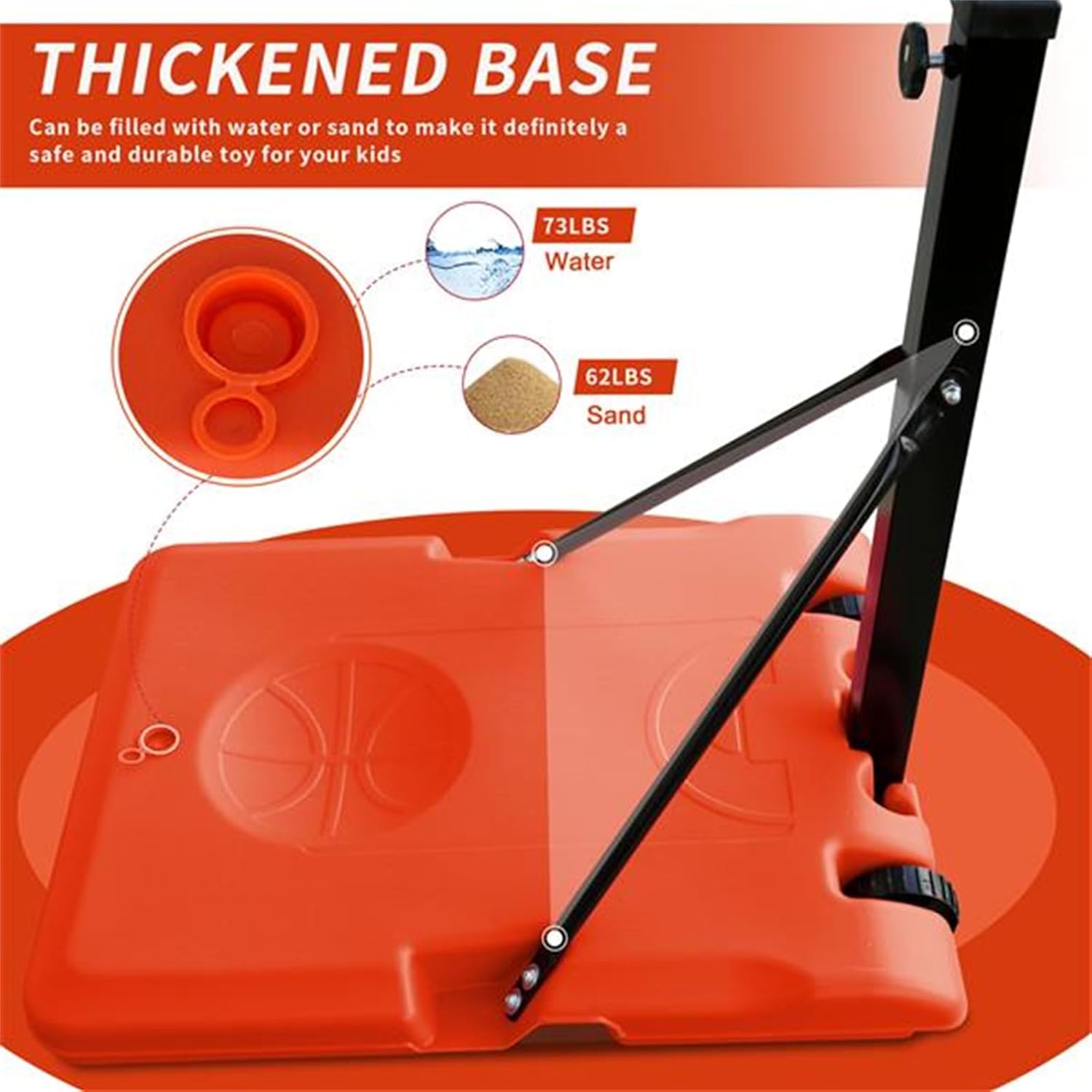 Portable Basketball Stand, Basketball System, 4.8-7.7ft Adjustable Height, Stable Base and Wheels, Youth Basketball Stand, Suitable for Gym, Playground and Park Practice, Red