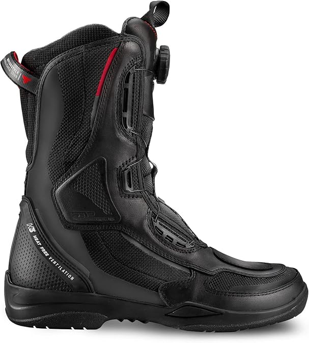 SHIMA STRATO LADY Motorcycle Boots for Women Vented, Reinforced Lightweight Long Biker Riding Boots with ATOP Fast-Closure System, Ankle Protection, Non-slip Sole, Reflective Panels (Black, 6)