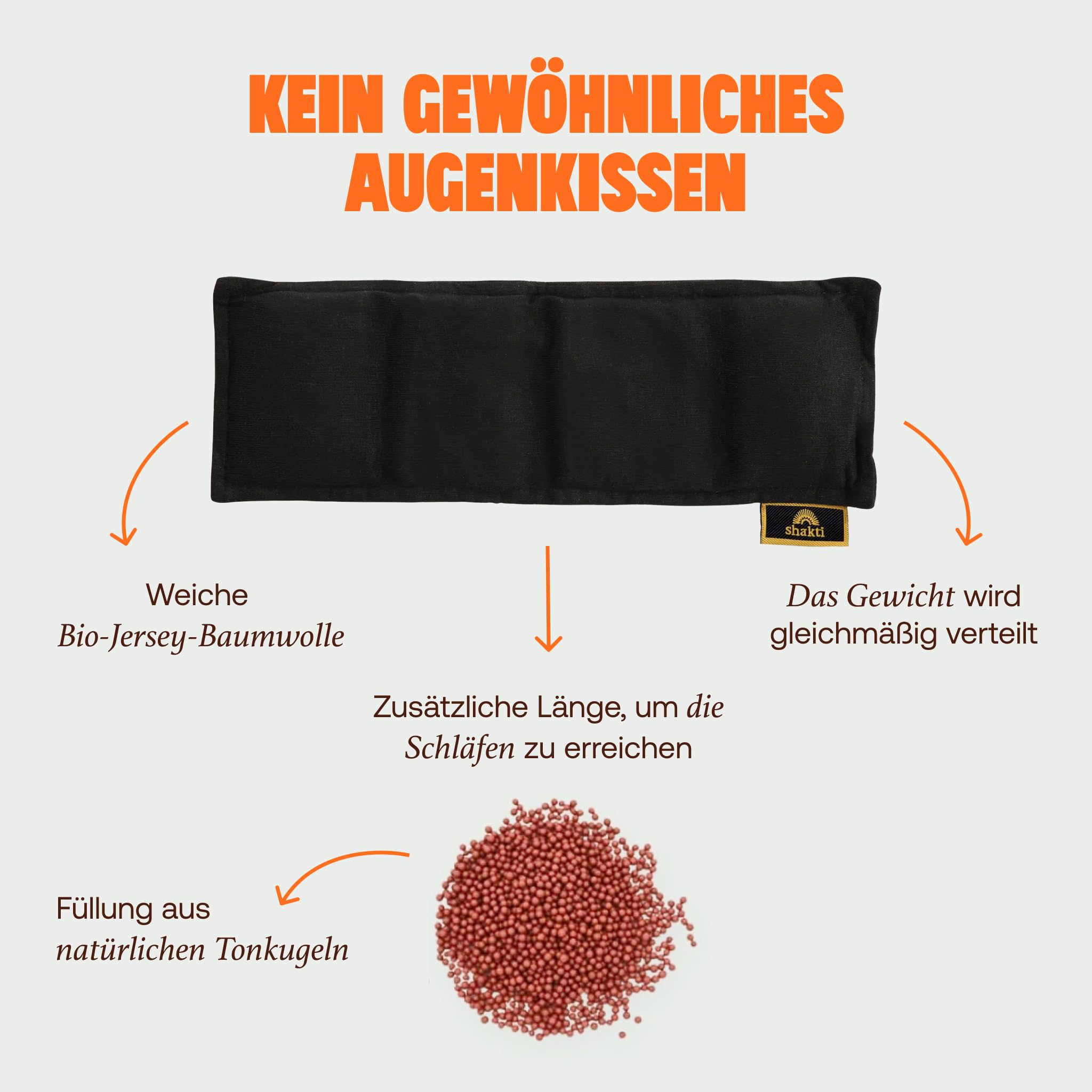 ShaktiMat [Das Original seit 2007] Augenkissen zur Entspannung für müde und gereizte Augen und einen besseren Schlaf - Mit Füllung aus natürlichen Tonkugeln