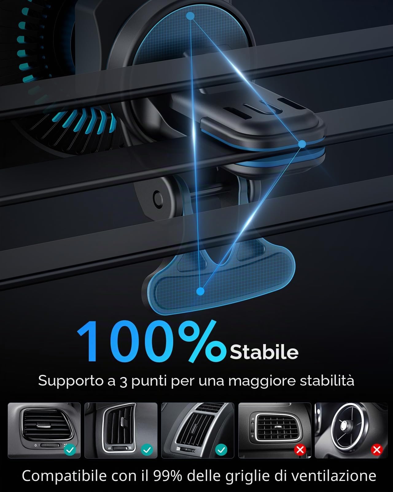 ESR HaloLock Caricatore Wireless per Auto con CryoBoost, Compatibile con iPhone 17/17e/16/15/14/13/12, S26/S25, MagSafe e Le Custodie Magnetiche, Ricarica Veloce, Ventola di Raffreddamento, Nero Opaco