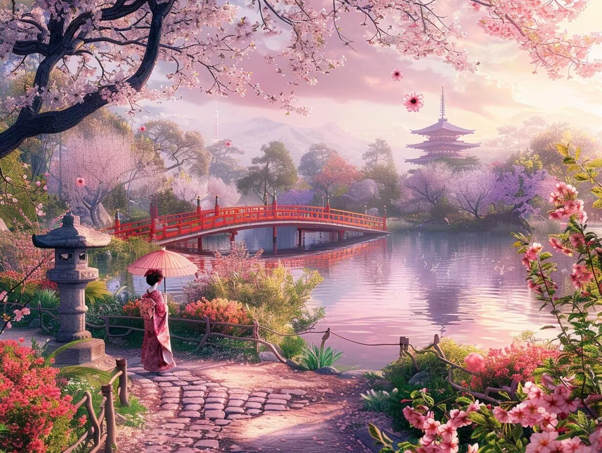 Diamond Painting Kit pour Adulte japonais Ronde Diamond Painting paysage ,Broderie Diamant Grand Format Kit,Mosaique Loisirs Créatifs Pour La Décoration Murale à La Maison Cadeaux 80x100cm Q18