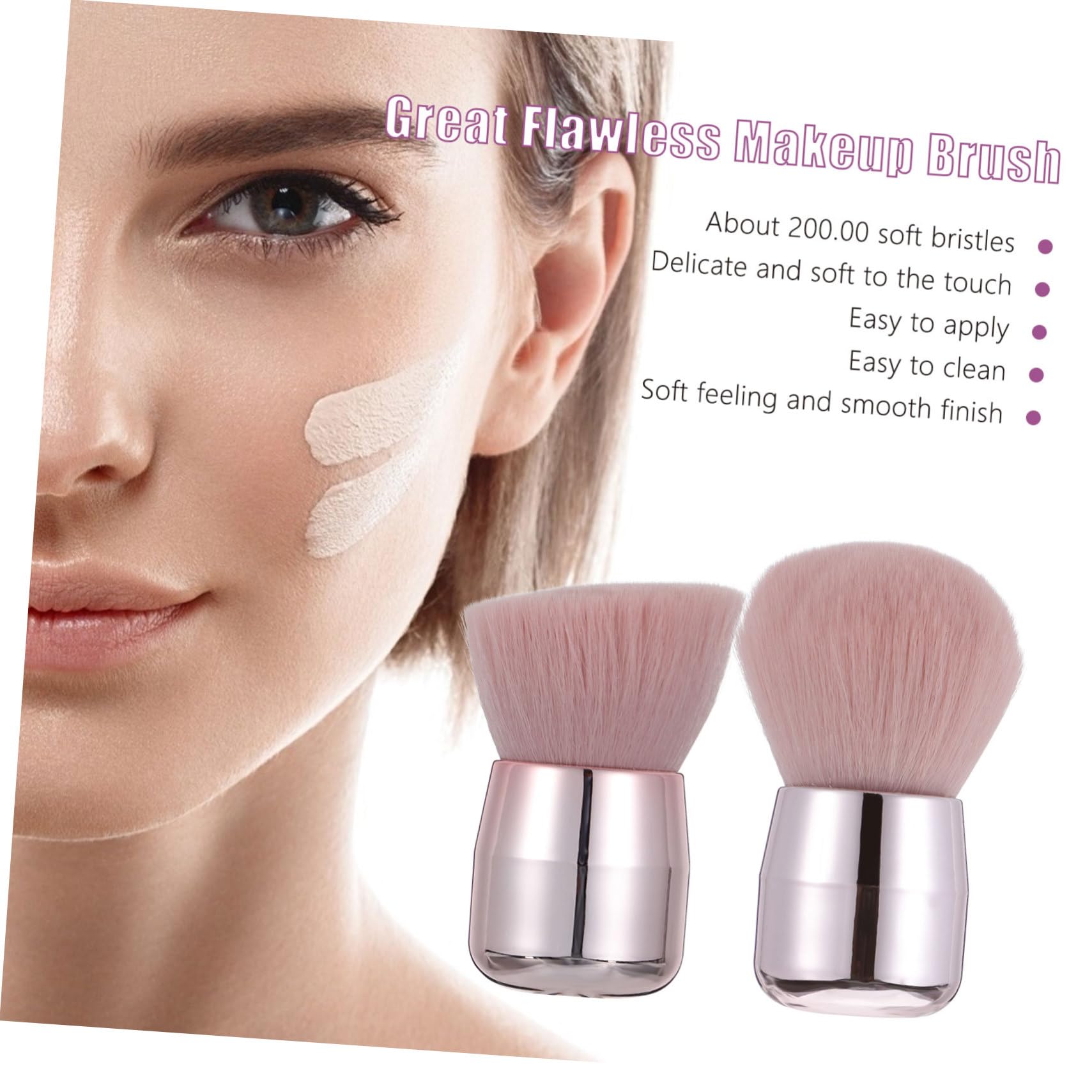 MAGICLULU 3er-set Make-up-pinsel-set Pilzform Foundation-pinsel Weiche Kunstfaser Bequemer Griff Tragbar Für Unterwegs 2 Stück X 3