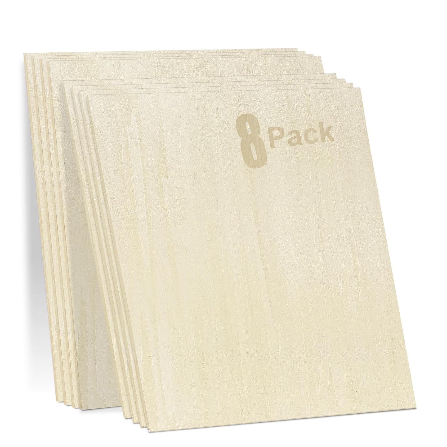 8 Packs 3mm Basswood Sheet for Laser Cutting, 12 x 12 x 1/8 Inch Thin Wood for Craft, Plywood Sheet with Smooth Surfaces, Square Unfinished Wood Board for Painting, Engraving, Architectural Models