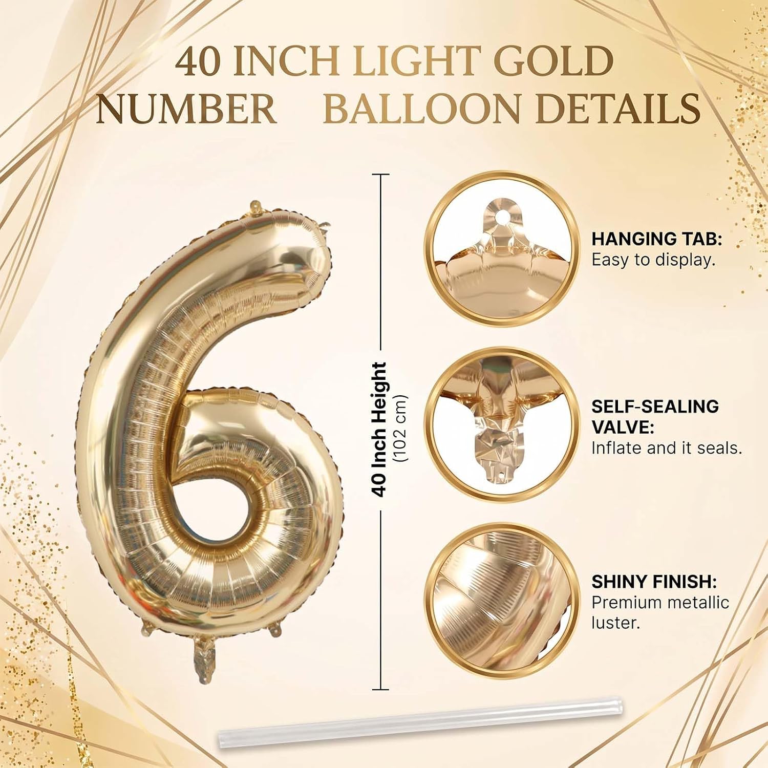 White Gold Number 16 Balloon 40 Inch, Sweet Sixteen Foil Decoration image 4