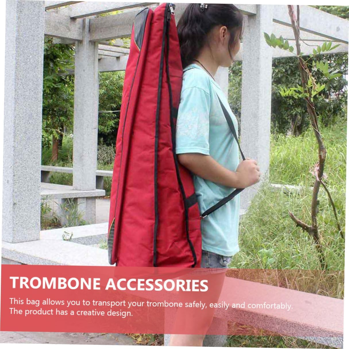 UPKOCH Thick Waterproof Oxford Cloth Tenor Trombone Bag Portable Trombone Carrying Case Red Instrument Storage Bag for Travel