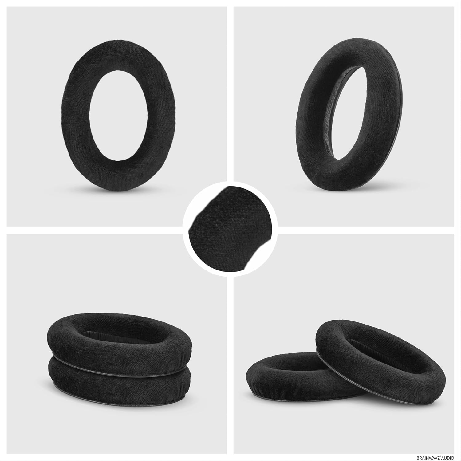 Replacement Earpads for Sennheiser HD600, HD650, HD660S, HD525, HD535, HD545, & Massdrop HD58X, HD6XX Headphones - Soft Velour Cushions for Extra Comfort, by Brainwavz (Black)