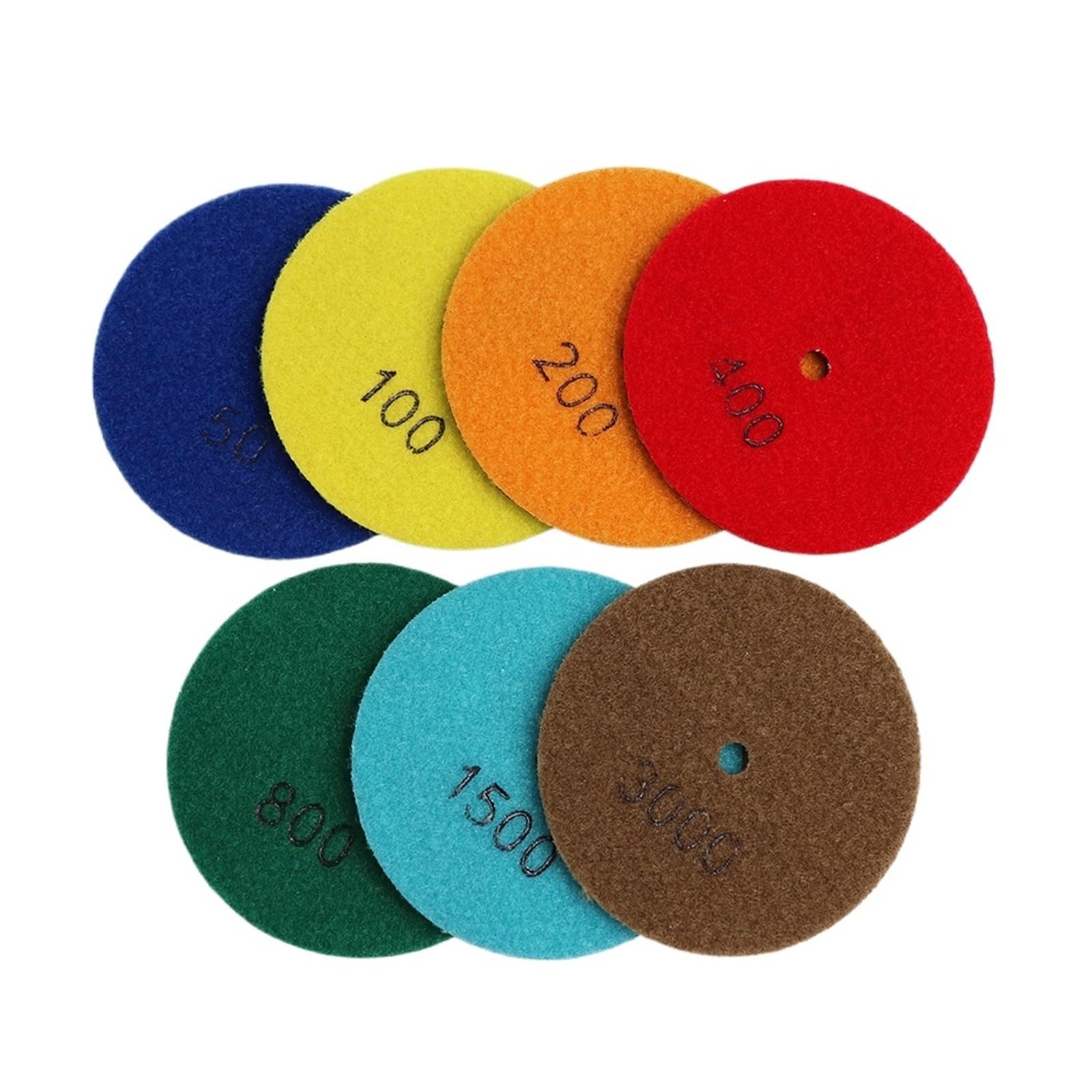 7 pz/set Dia 4 pollici/100mm Tamponi for lucidatura a umido o a secco Dischi abrasivi in ​​resina(7pcs Grit 50)