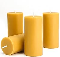 MOSROAD Pure Beeswax Pillar Candles 4-Pack, 140-Hour Burn Time, Smokeless Dripless 2x4 Inch Emergency Candles for Home & Relaxation