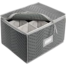 Richards Homewares Micro Fiber Deluxe Twelve Section Stemware Chest-Grey 7093