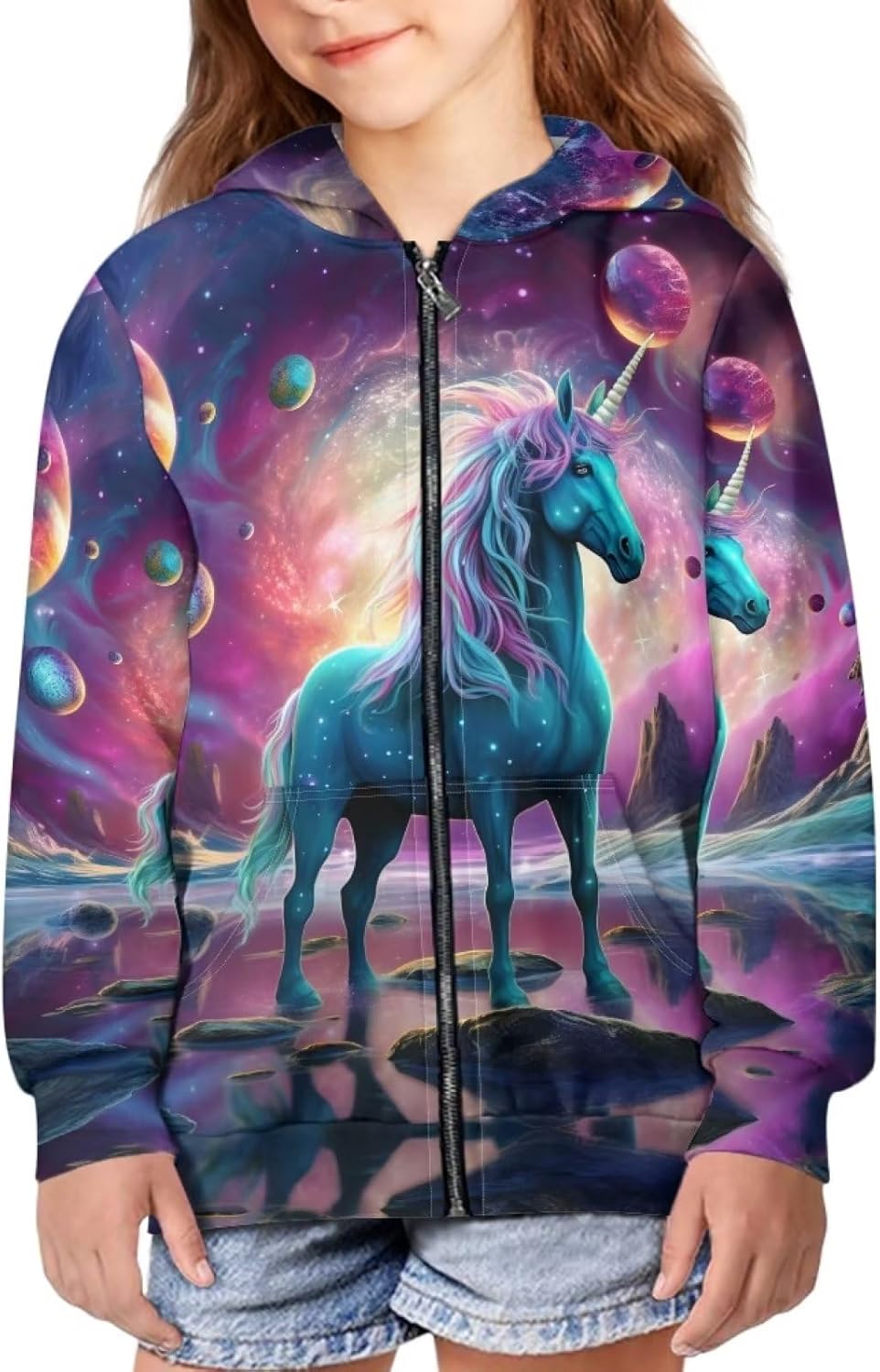 Soft Loose Fit Boys Animal Print Zip Up Hoodies with Pockets Comfort Hooded Jacket - Image 5