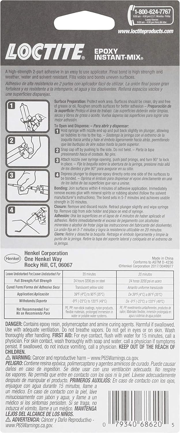 J-B Weld ClearWeld 5 Minute Epoxy, Clear, Syringe, 2 Pack, 50112-2 & Loctite Epoxy Five Minute Instant Mix 0.47-Fluid Ounce Syringe (1365868) : Everything Else