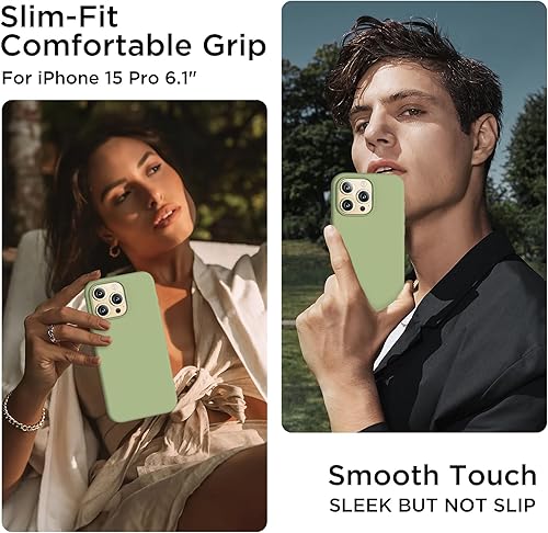 Miniatura 2 de COFFKER Funda compatible con iPhone 15 Pro, funda de silicona líquida, cuerpo completo, funda protectora a prueba de golpes, funda delgada para