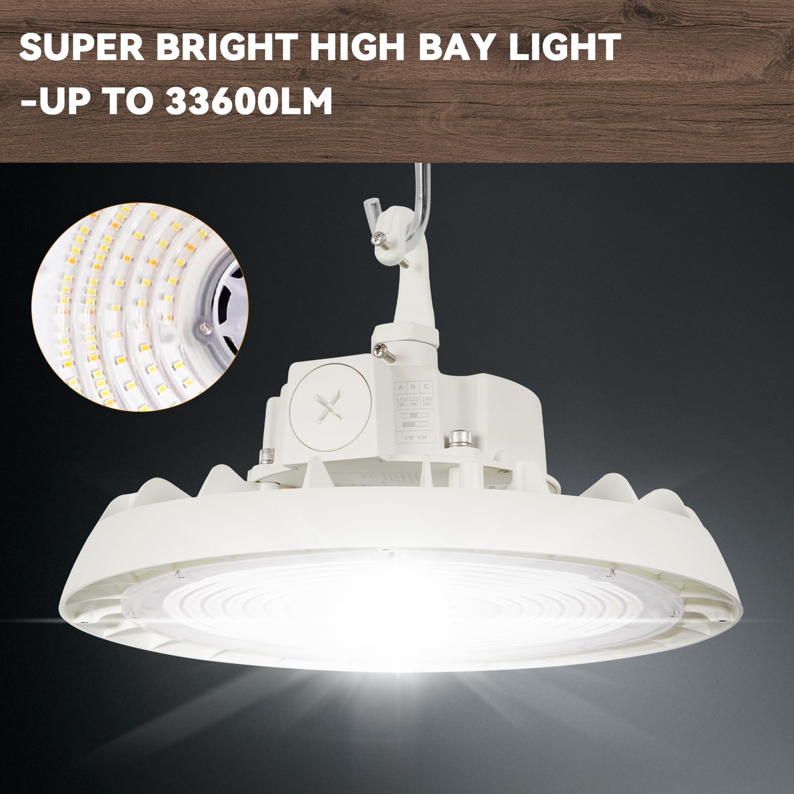 240W UFO LED High Bay Light with Motion Sensor 33600LM 140 lm W 0-10V Dimmable 120-277V IP65 Waterproof — view 6