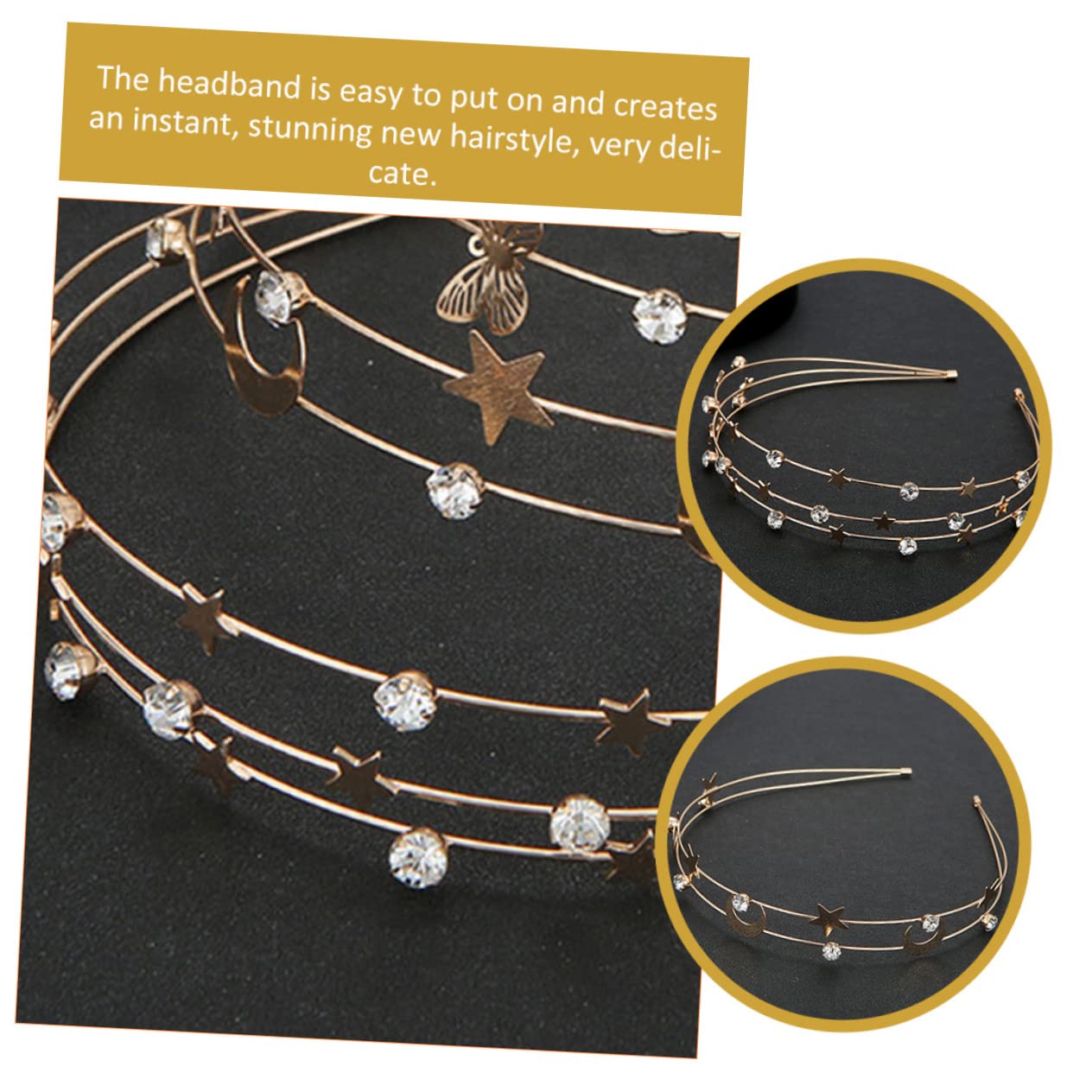 Didiseaon 8 Pz fascia stella fascia glitterata fasce per le donne lunare hair charms hair jewelry arredamento cerchietti bambina fasce per in copricapo di strass