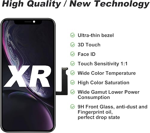 Miniatura 3 de DIGI4U Pantalla LCD para iPhone XR, pantalla de 6.1 pulgadas 3D táctil muesca pequeña para iPhone XR pantalla digitalizador Asamblea con