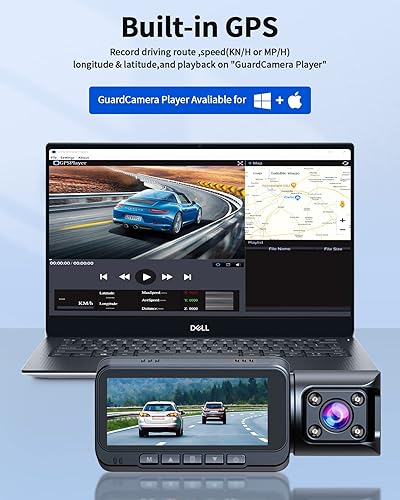 Miniatura 4 de Cámara de tablero de 3 canales 4K con Wi-Fi GPS, 2K+1080P+1080P Triple Dashcam delantera y trasera en el interior, cámara inalámbrica de doble