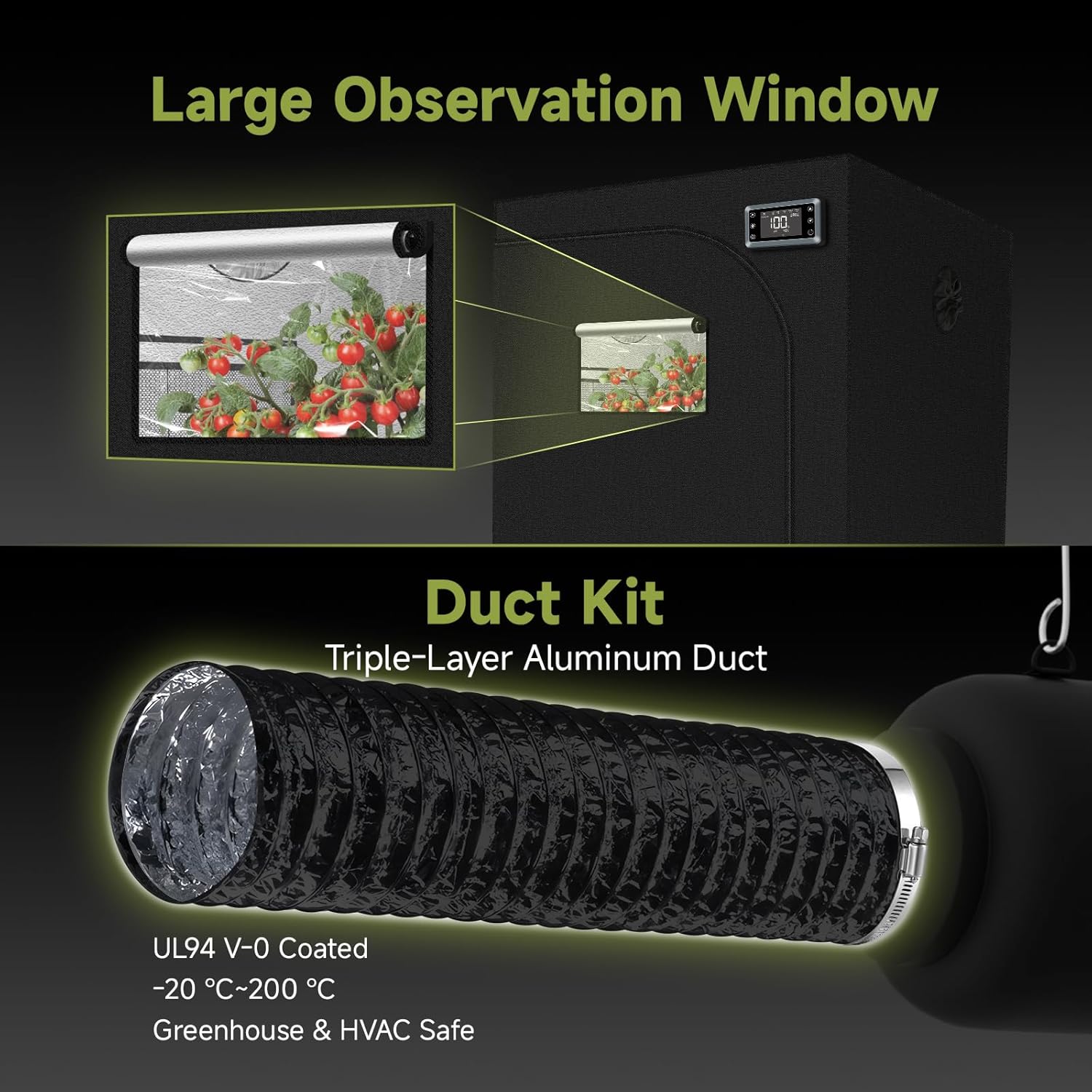 3x3 ft Grow Tent Complete Kit, All-in-One Fan with Activated Carbon Filter, 240W Full Spectrum LED Grow Light, 32"x32"x63" High-Reflective 1680D Diamond Mylar Tent and Smart Controller-1