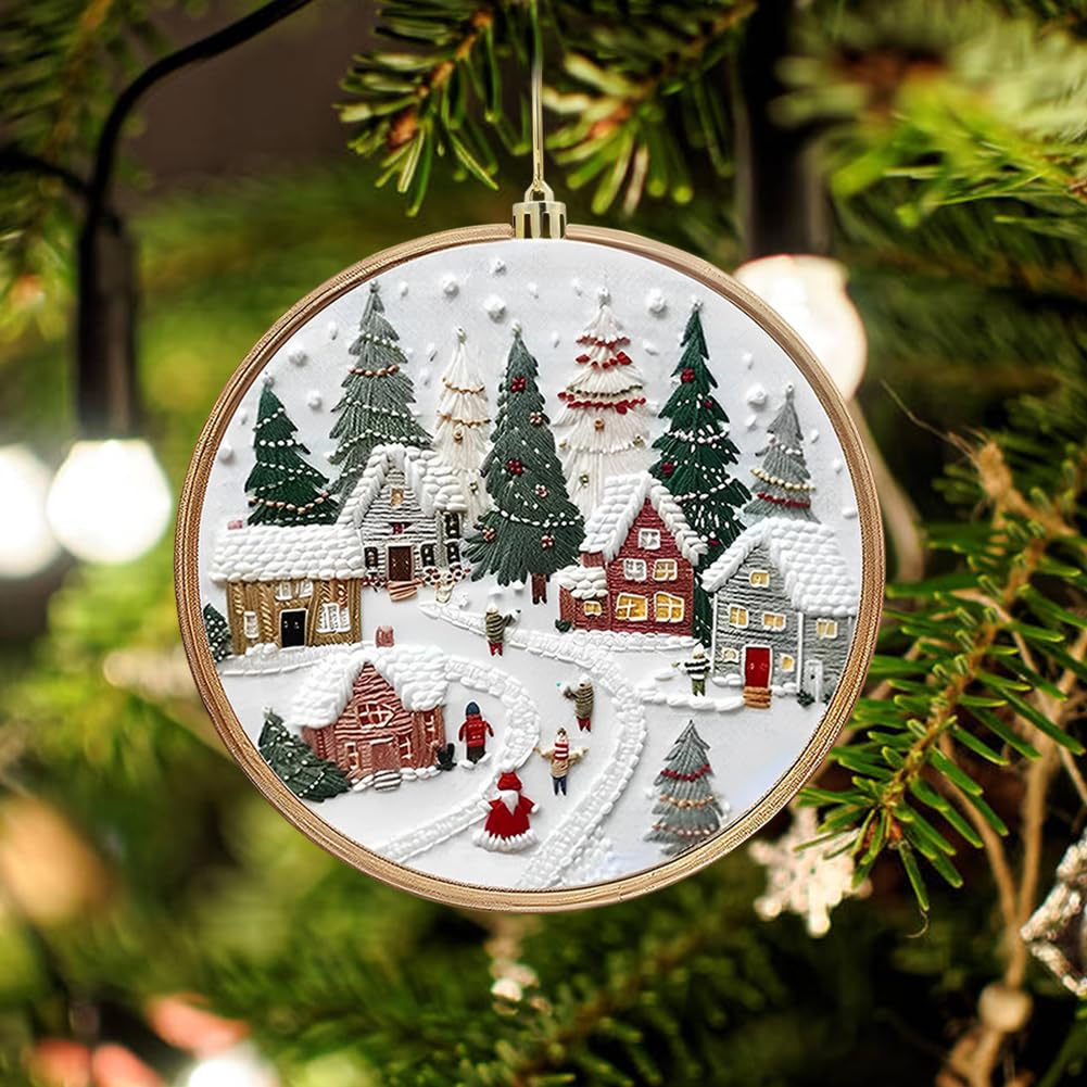 Awesocrafts Stickerei Set Weihnachten - 3 Schneemann Ornamente Für Anfänger