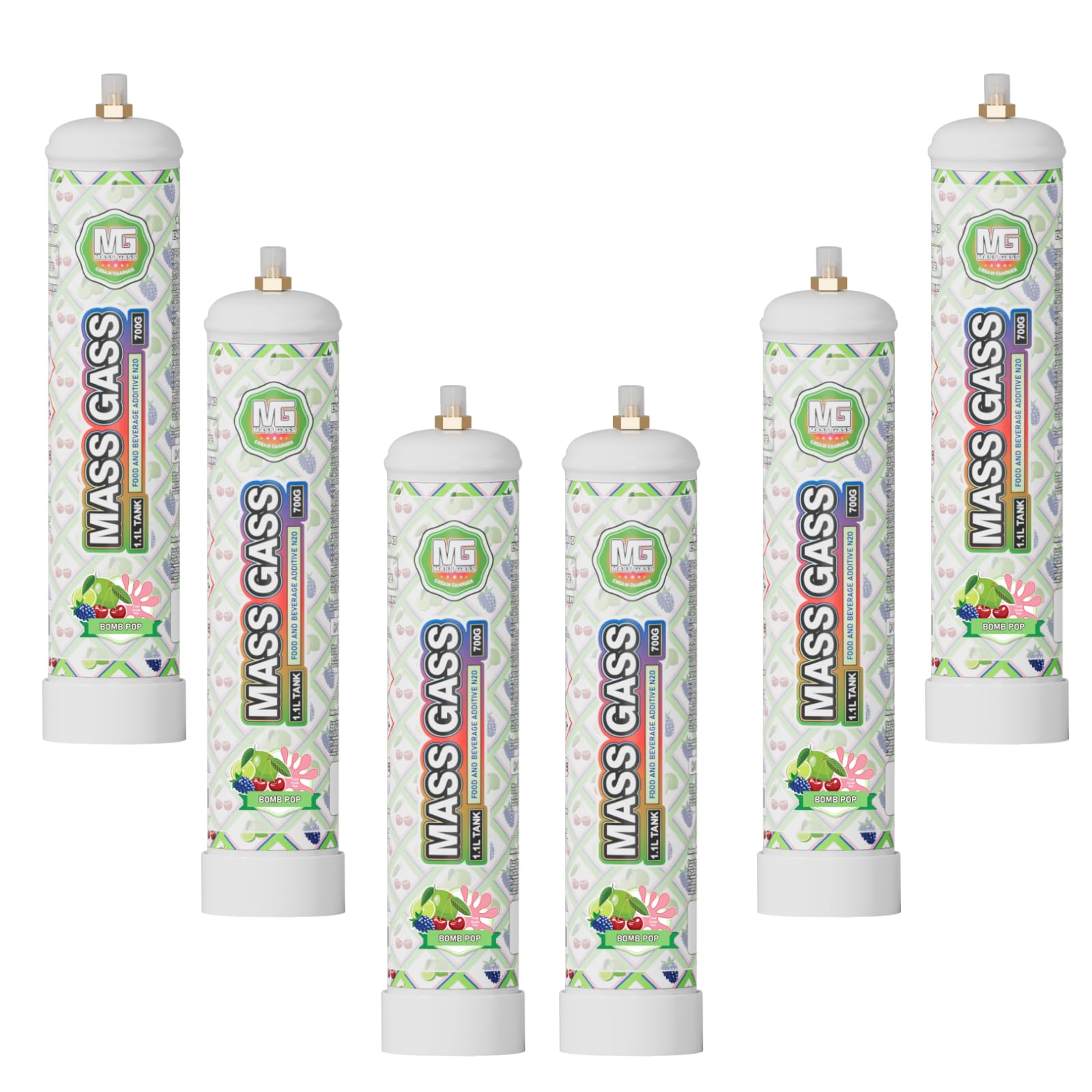MassGass 700g×6 Whipped Cream Charger 1.1L Cream Charger Food Grade Ideal for Home & Commercial Use(Nozzle Included) Bombpop Flavor 6-Pack