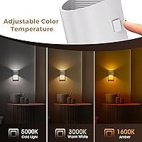 Vista 3 de L LOHAS LED - Luces nocturnas enchufables en la pared con 3CCT ajustable (1600K/3000K/5000K), luz nocturna de 1W enchufable en la pared, sensor