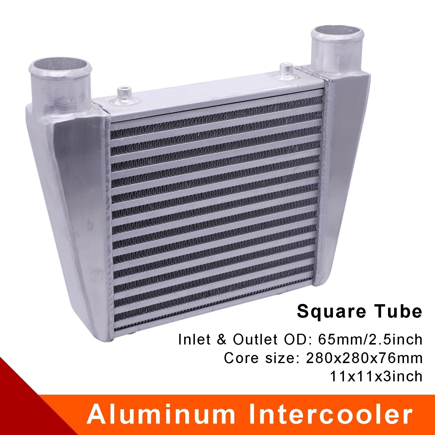 Intercooler samochodowy 280x280x76mm 2,5-calowy wlot 63mm wylot do samochodu Turbo