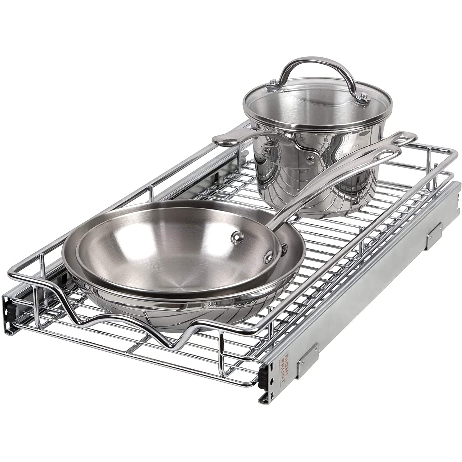 pull out cabinet drawer organizer, heavy duty-with 5 year limited warranty, chrome finish 11"w